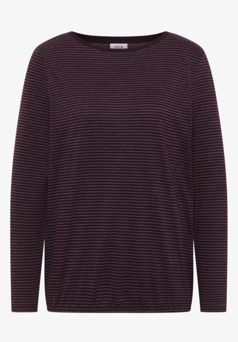 Dunkel gestreiftes Langarmshirt mit Rundhalsausschnitt.